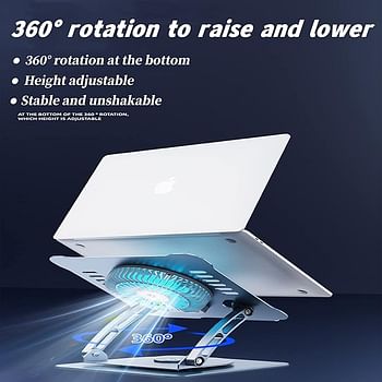 Foldable Laptop Stand with Fans for Desktop Laptop Stand Adjustable Height Cooler Base for Laptop Ergonomic Portable Laptop Riser Holder for DeskTablet and Laptop (10-17")