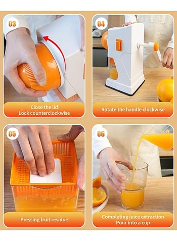 Hand-Cranked Fruit Juicer, Portable Vegetable and Fruit Hand-Cranked Juice Separation Squeezer Orange Juicer