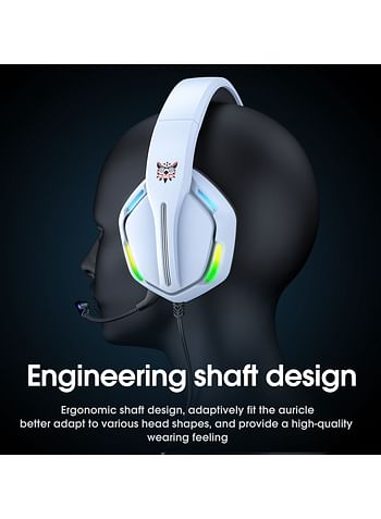 Onikuma X27 Wired Gaming Headset Removable Cat Ears Headphones with Microphone - White