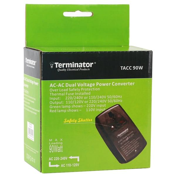 AC To AC Converter 220-240V to 110-120V Dual Voltage Converter Adapter 90W Terminator New in BOX