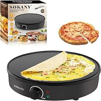 Sokany SK-BBQ-842 Pancake & Crepe Maker, Diameter 30 cm, Power 1000W, Non-Stick Coating, Adjustable Temperature, LED Light - Easy to Use