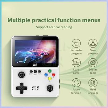 X8 Game Console, 4 Inch IPS Screen Handheld Game Player Dual Joystick 10 Simulators Game, Retro Video Game Console for Kids