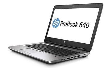 كمبيوتر محمول HP ProBook 640 G2 للأعمال مقاس 14 بوصة، معالج Intel Core i7-6600U حتى 3.4 جيجاهرتز، ذاكرة وصول عشوائي سعتها 8 جيجابايت، محرك أقراص SSD سعة 512 جيجابايت، كاميرا ويب، منفذ USB 3.0، منفذ Type-C، شبكة WiFi، VGA، DP، نظام تشغيل Windows 10 Pro 64 