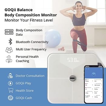 GOQii Balance Body Composition Monitor with 3 months Personal Coaching 30 x 30 x 2.5cms, GOQii Contour