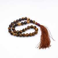 Tasbih Natural Crystal Brown Tiger Eye Prayer Beads (10mm – 33 beads)