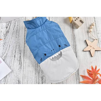 Hong Pet Animal-Shaped Patchwork Trench Coat - Blue Small