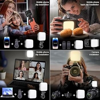 64 LED Selfie Light 3000-9900K Dimmable Rechargeable Front & Back Clip On Light Multi Brightness 3 Modes Phone Light Camera Light for Tablet Laptop Live Stream TikTok Video Makeup Camera Flash Led