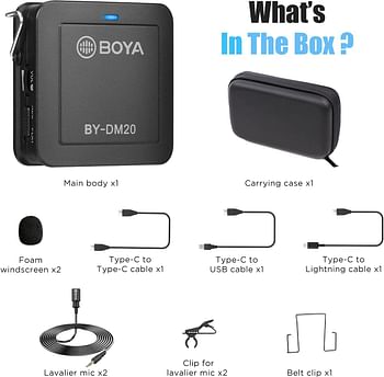 Boya Dual Channel Lavalier Microphone Recording Kit (BY-DM20)