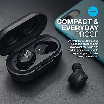 JLab Audio JBuds Air True Wireless Signature Bluetooth Earbuds + Charging Case  IP55 Sweat Resistance - Bluetooth 5.0 Connection - 3 EQ Sound Settings: JLab Signature, Balanced, Bass Boost - Black