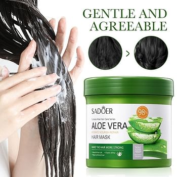 SADOER Aloe Vera Moisturizing Repair Hair Mask Keratin Hair Care Soft Silky Hair Mask 500g