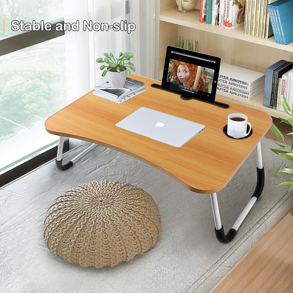 Portable Folding bed Table Laptop Desk With ipad and Cup Holder Adjustable Lap Tray Notebook Stand