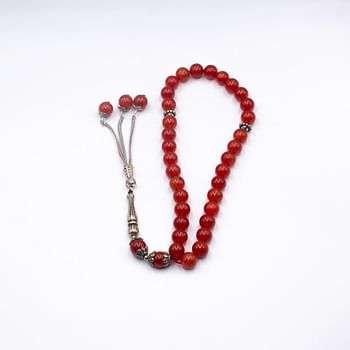 Tasbih Natural Crystal Red Carnelian Prayer Beads (10mm – 33 beads) Misbaha