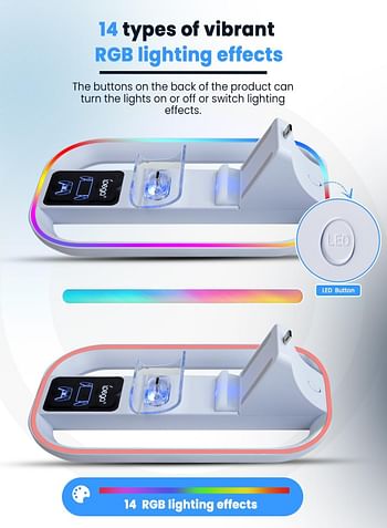 PS Portal Charging Dock Station for PS5 Portal Remote Player and PS5 Controller Charging Stand for PS Portal with RGB Light and USB C Charging Cable