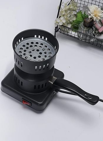 Electric Charcoal Burner with Ventilation Slots and Safety Handle