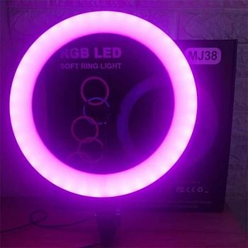 MJ38 RGB Circle Photography Lighting Led RGB Ring Light with Phone Tripod Stand for Selfile Live