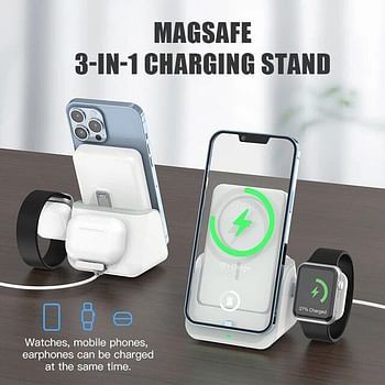 WST-3 in 1 Magsafe Magnetic Power Bank, Wireless Charging Stand for iPhone, Apple Watch, AirPods, 10000mAh, 18W