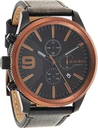 Diesel Mens Chronograph Quartz Watch with Leather Strap DZ4445 50 mm- Black