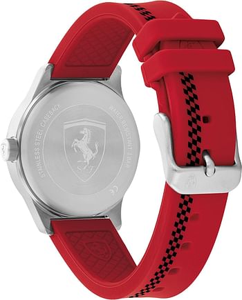 Ferrari Boys' Stainless Steel Quartz Watch with Silicone Strap 16 Model 0810028 - Red