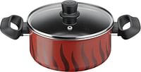 Tefal Tempo Flame 20 Cm Non Stick Casserole With Lid Aluminium C3044485 - Red