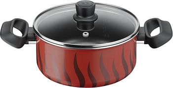 Tefal Tempo Flame 20 Cm Non Stick Casserole With Lid Aluminium C3044485 - Red