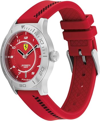 Ferrari Boys' Stainless Steel Quartz Watch with Silicone Strap 16 Model 0810028 - Red