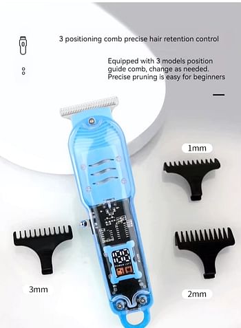 LCD Digital Display Rechargeable Transparent Electric Hair and Beard Trimmer (Multicolour)