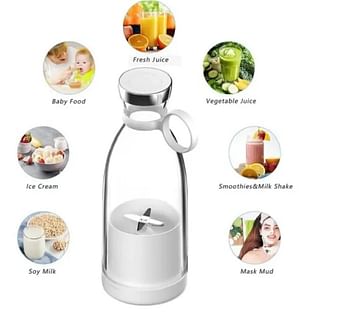 Portable and Electric Blender Bottle Juicer for Shakes and Smoothies, Mini Juicer Wireless Bottle for Traveling  USB Rechargeable Juicer Blender 4 Blades 350ml - Multicolour