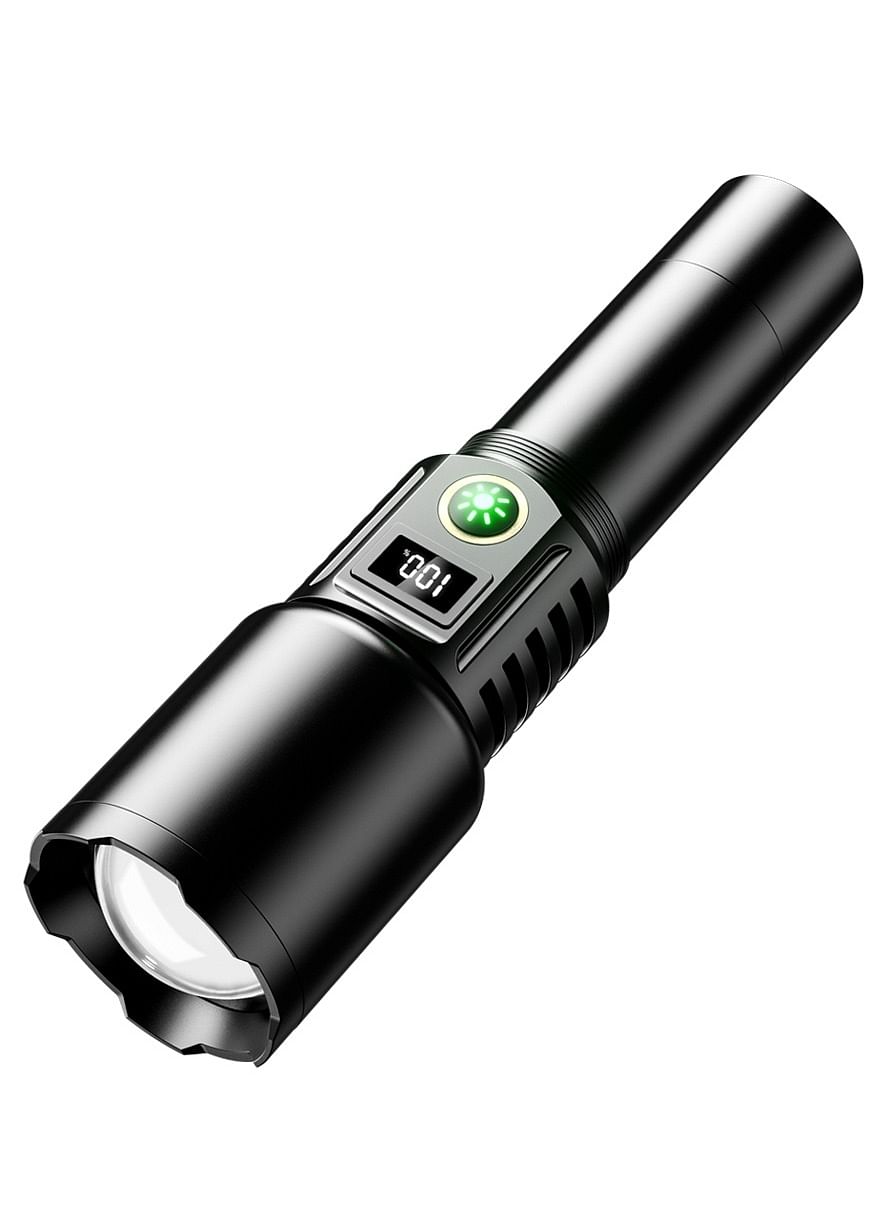 P90 SX508 Multi Functional Waterproof Telescopic Flashlight With Digital Display Battery Indicator