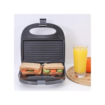 Geepas GGM6001 700W 2 Slice Grill Maker with Non-Stick Plates | Stainless Steel Panini Press, Sandwich Toaster, Grill & Griddle Toasty Maker | Cord-Warp for Storage, Ideal for Breakfast