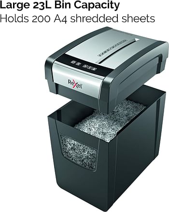 Rexel X312-SL 12 sheets Slimline Momentum Cross Cut Paper Shredder, 23 Liter Bi -  Black