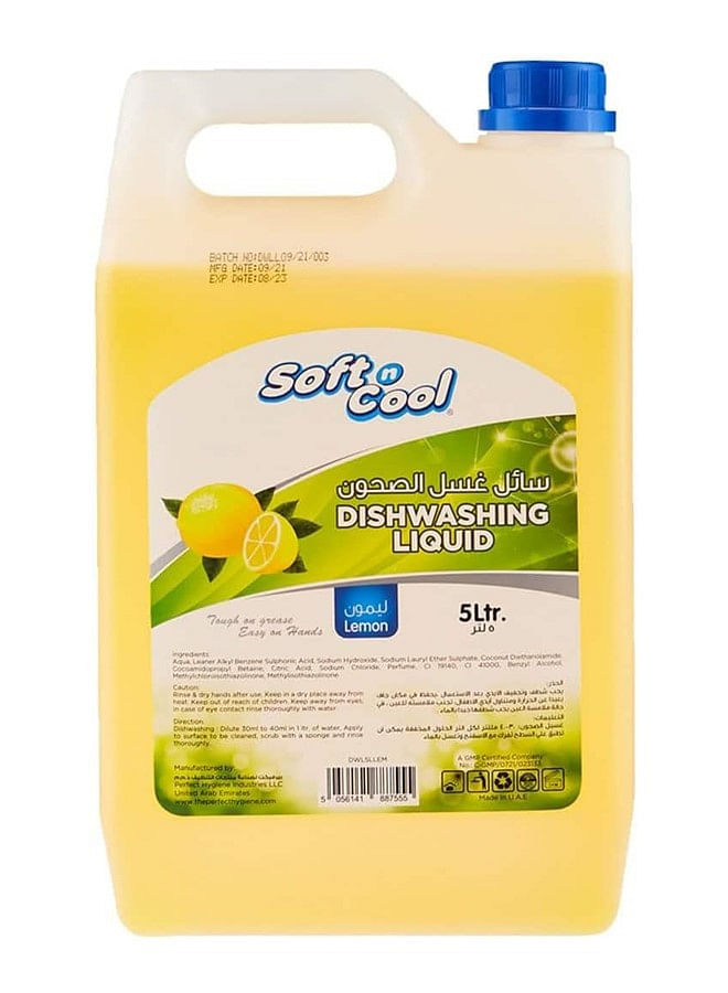 Soft n Cool Dishwashing Liquid 5 Litre Powerful Grease Cutter Ideal for All Kitchen Surfaces