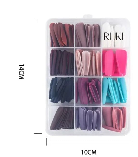 RUKI 144 PCS Nails 12 Grid Different Colours, Artificial Nails, Acrylic Nails 144 Nails with box , Beautiful Fake Nails, reusable, Different shapes and Colors