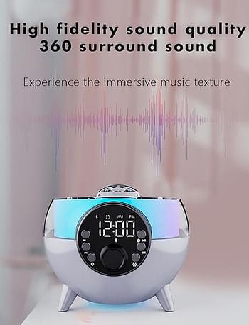 Bluetooth Speaker with Lights, 15W Wireless Charger with Ambient Lighting, 5 in 1 Galaxy Star Projector Table Lamp and Alarm Clock, Night Light Bedside Lamp for Bedroom Home Decor Birthday Gifts