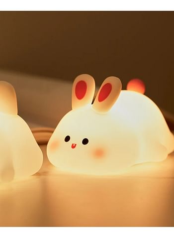 Rabbit Silicone Night Light for Children with Timer Usb Rechargeable Dimming Touch Lamp Sleeping Bedroom Cartoon Animal Decor Gift