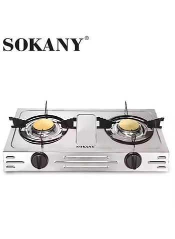 Sokany SK-07022 Stainless Steel Gas Stove 2 Burners Stainless Steel