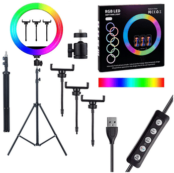 MJ36 RGB soft ring light Circle Photography Lighting 16 colour Led RGB Ring Light with Phone Tripod Stand