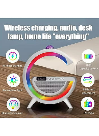 G Type Multifunctional LED Bluetooth Speaker With Wireless Charger Ambient Light And Audio Spotlight