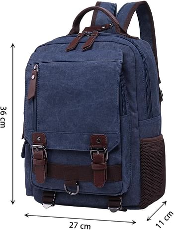 Mygreen Retro 13-Inch Canvas Backpack Crossbody Sling School Bags for Men Small Backpack Rucksack Daypack for Work and Daily Use Blue