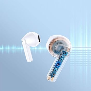 JOYROOM Airpod Dual-Mic ENC True Wireless Earphones 21 Hours of Battery Life, IPX4 Waterproof, Lightweight Half-In-Ear Design, and Dual-Mic ENC Call Noise Reduction for Clear Sound - White