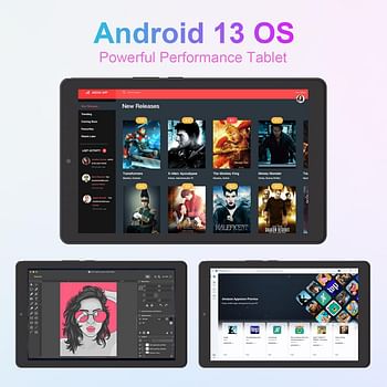 C idea 9inch Tablet Android 13 Tablet,8GB RAM, 512GB ROM,5G LTE with SIM Card Slot,1280 * 800 IPS Display,8000mAh Battery,WiFi & Bluetooth - Includes Protector Case & Stylus,CM935pro (Black)