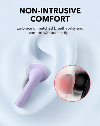 Soundcore Anker K20i Wireless Earbuds, Semi-In-Ear Bluetooth 5.3, 36 Hours Playtime, Fast Charging, Clear Sound and Calls with 2 ENC Microphones, Custom EQ, IPX5, App Control - Purple