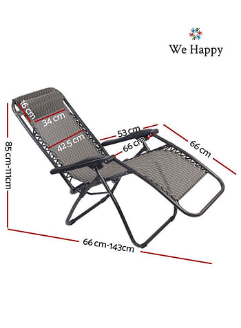 We Happy Folding Recline Camping Chair for Outdoor and Indoor Lounge Portable Patio Pool Beach and Lawn Recliner - Black