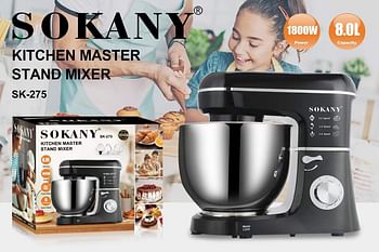 Sokany Kitchen Master Stand Mixer 8L-6 Speeds 1800 Watt Sk-275