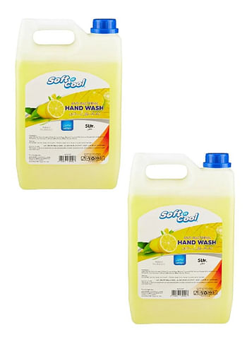 2 Pcs Soft n Cool Hand Wash Liquid Lemon 5L Antibacterial Moisturizing Hand Soap