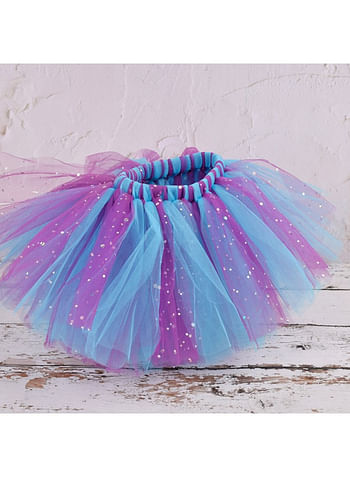 4 Pieces 1st Birthday Baby Girl Costume Mermaid Under the sea Theme Princess Photoshoot Dress ONE Printed Party Wear with Tutu Skirt, Cake Topper and Floral Headband - White Purple