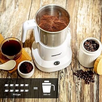 Geepas Coffee Grinder GCG6105 - 450W Electric Grinder Separate Stainless Steel Blades for Coffee Beans Spices & Dried Nuts Grinding Detachable Bowl Large Capacity Mill