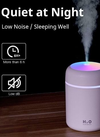 Portable Humidifiers H2O Mini with Colorful Light for Room, Bedroom, Office, Car (Multicolour)