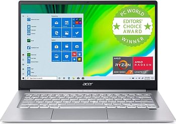 Acer Swift 14 SF314 14 Inches FHD ips NanoEdge Display- AMD 8 Core Ryzen 7 4700u With Radeon Graphics Processor 8GB Ram LPDDR4x 512GB NVMe SSD Backlit KB Finger print Security USB Type C-Wi-Fi 6-Windows 11 - Pure Silver