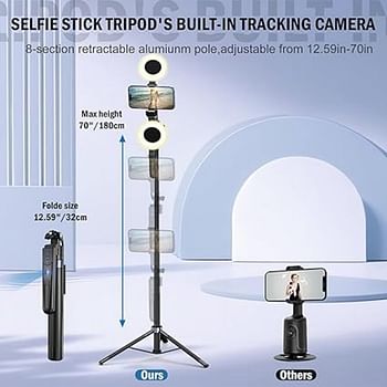 1.8m Extendable Bluetooth Selfie Stick Tripod with Remote – 360° Rotation for Smartphones