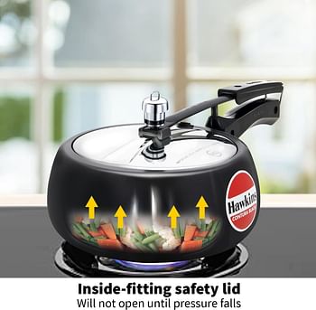 Hawkins Contura Hard Anodised Aluminium Inner Lid Pressure Cooker 3.5 Litres - Black